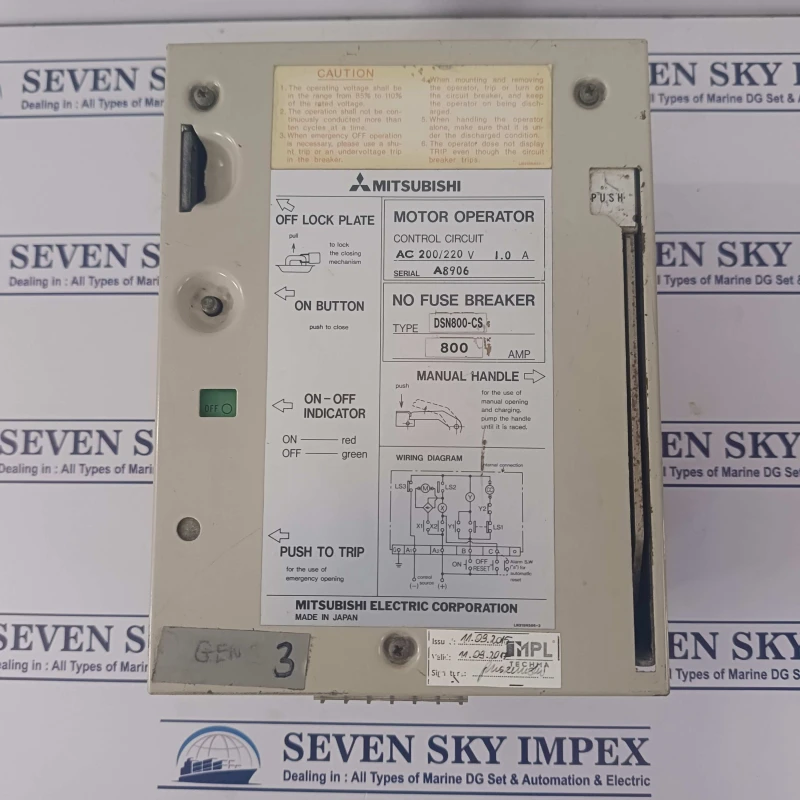 MITSUBISHI DSN800-DS NO FUSE CIRCUIT BREAKER 800AMP ELECTRIC sevenskyimpex
