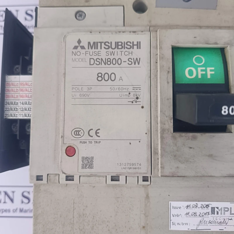 MITSUBISHI DSN800-DS NO FUSE CIRCUIT BREAKER 800AMP thumbnail 8