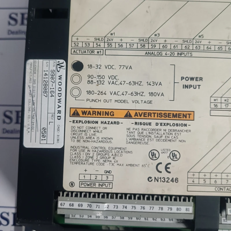 WOODWARD 505 TURBINE CONTROL 9907-164 REV-L DIGITAL GOVERNOR thumbnail 9